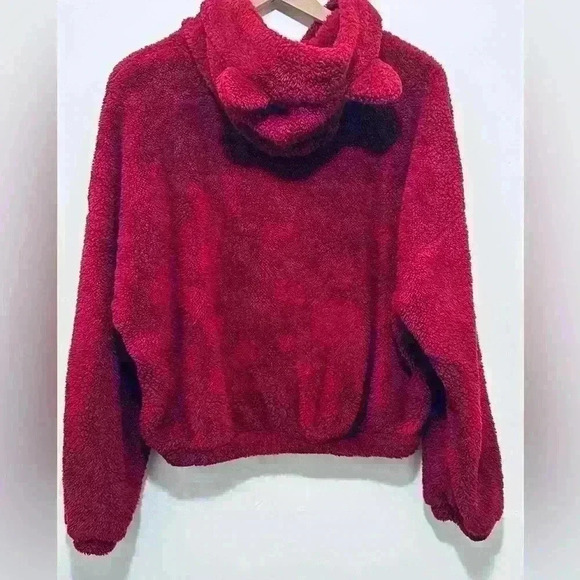 Tops - Fleece Animal Ear Hoodie, Juniors Size XL, Cropped, Maroon